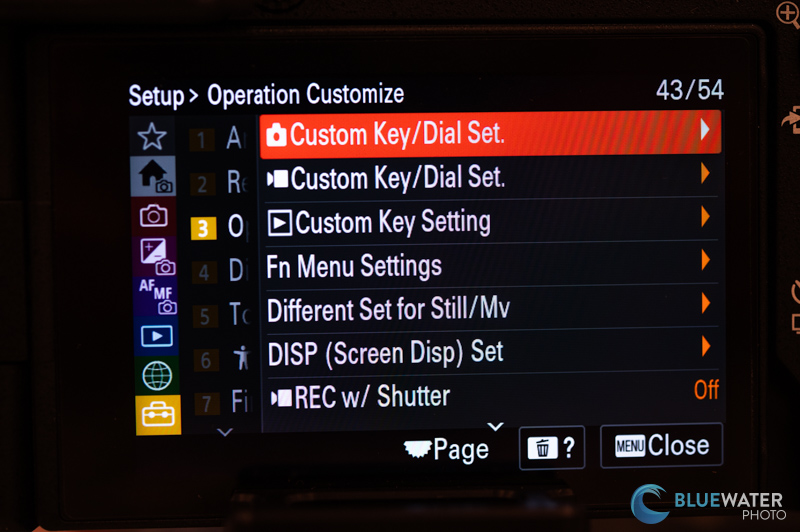 Sony a6700 customization menu