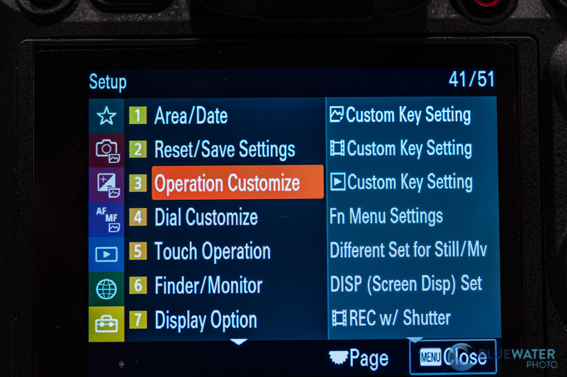 Sony A1 custom menu