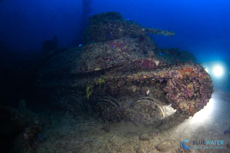 A remote strobe behind this Japanese battle tank allowed the treads to be easily identified